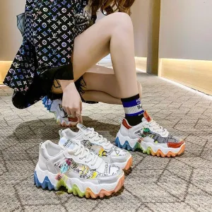 Breathable Mesh Sneakers With Small Thick Soles