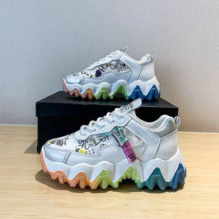 Breathable Mesh Sneakers With Small Thick Soles