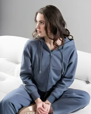 C'est Moi Women's Crop Zip-up Hoodie - Teal