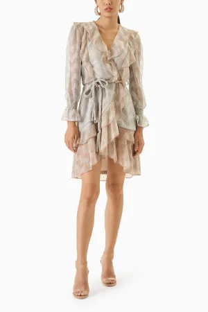 Chevron Wrap Metallic Dress
