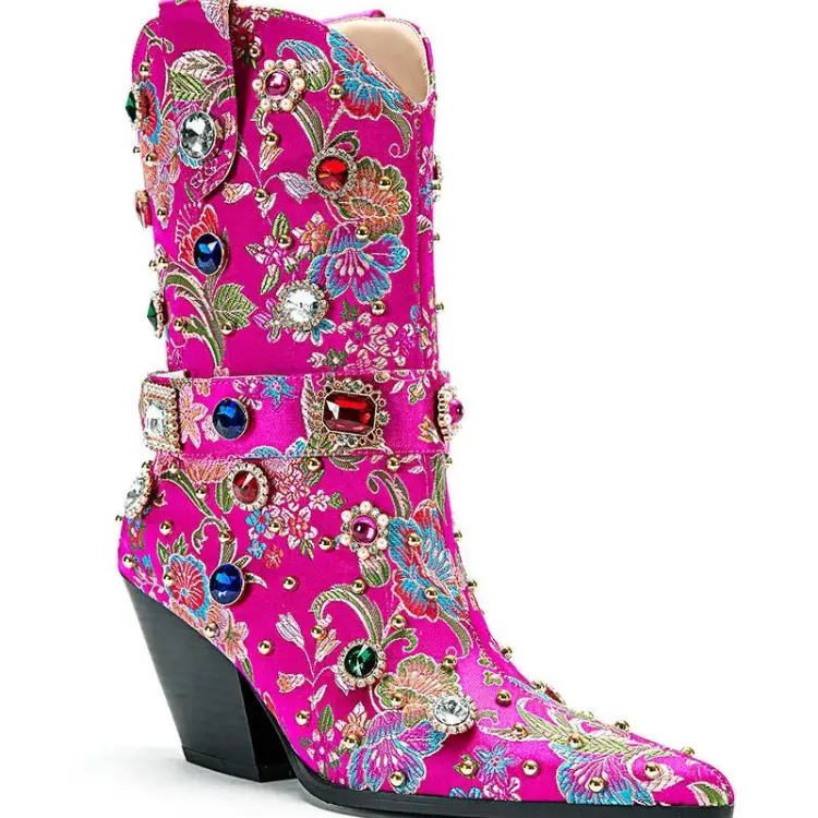 Cowgirl Couture Pink Embroidered Boots
