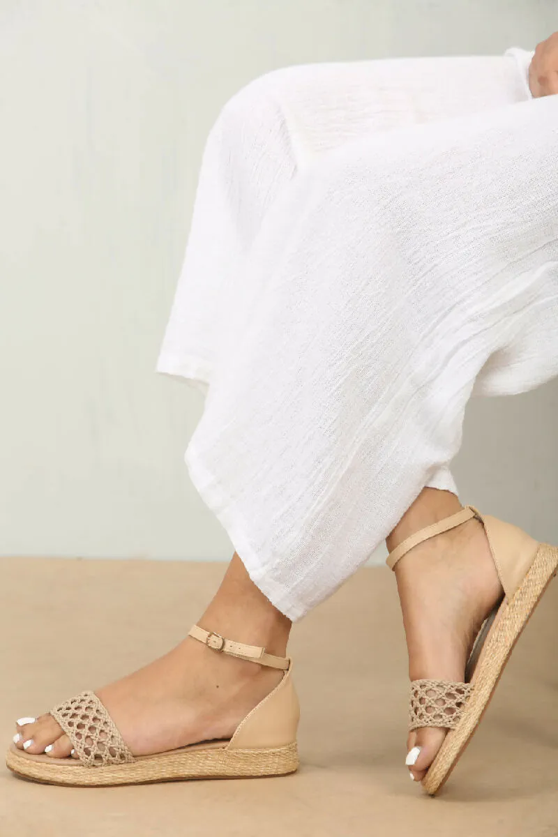 DARK NUDE MESH DETAIL CLOSED BACK ANKLE STRAP SANDAL (PACK OF 12 PAIRS UK3-UK8)