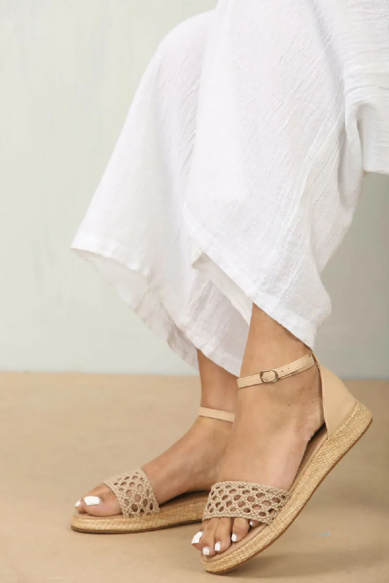 DARK NUDE MESH DETAIL CLOSED BACK ANKLE STRAP SANDAL (PACK OF 12 PAIRS UK3-UK8)