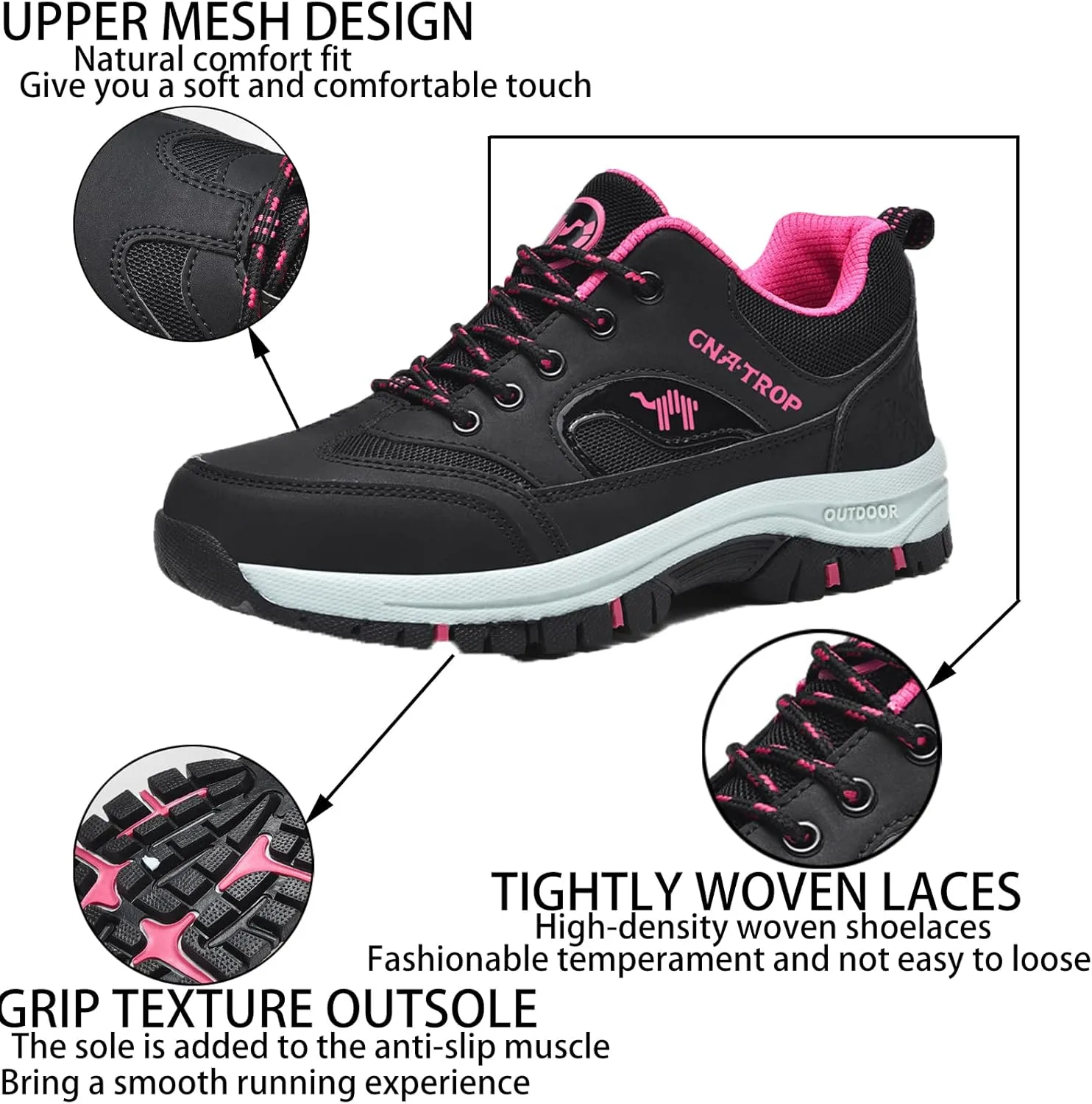 DirraBra Women's Outdoor Hiking Orthopedic Shoes,Lightweight Non-Slip Sneakers Waterproof Breathable Trail Trekking Running Shoes
