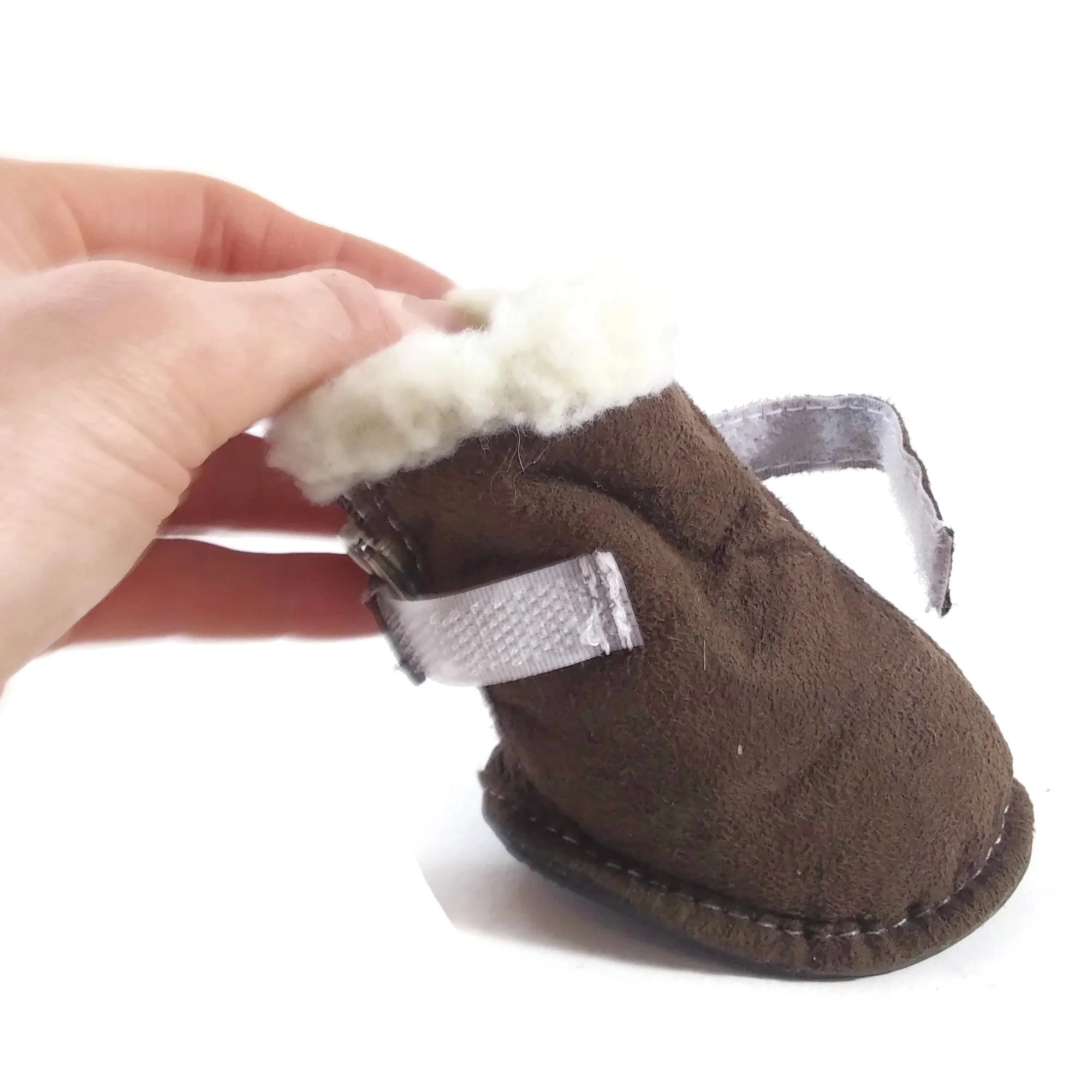Dogs Winter Boots Outdoor Dog Warm Boot Paws Protector Small Brown Pet Shoes