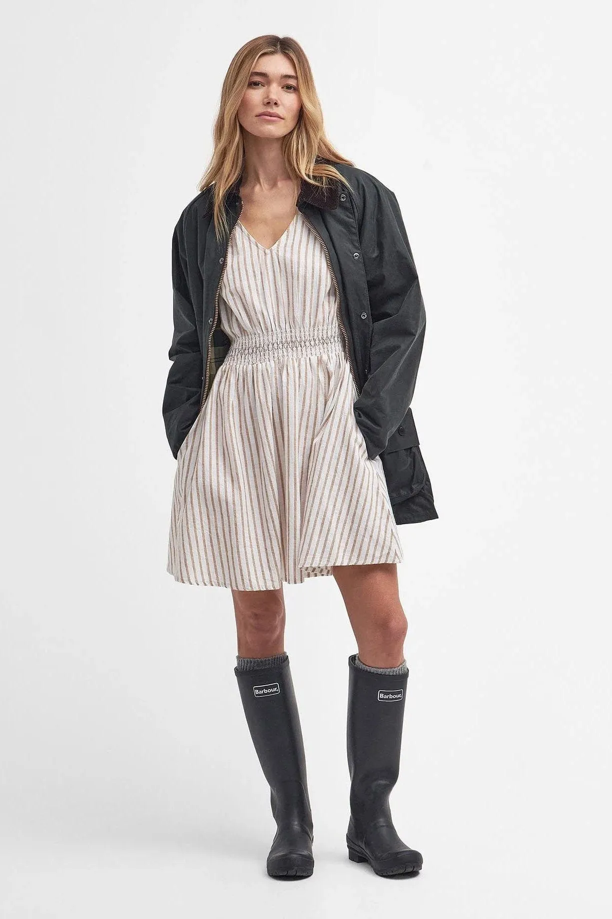Ella Striped Mini Dress - White/Tasmin