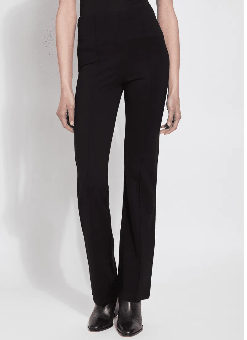 Elysse Fit‑and‑Flare Ponte Pants – Black | 33" Inseam by Lyssé