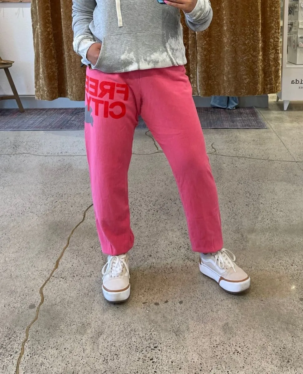Free City Large Sweatpants Pink Silver