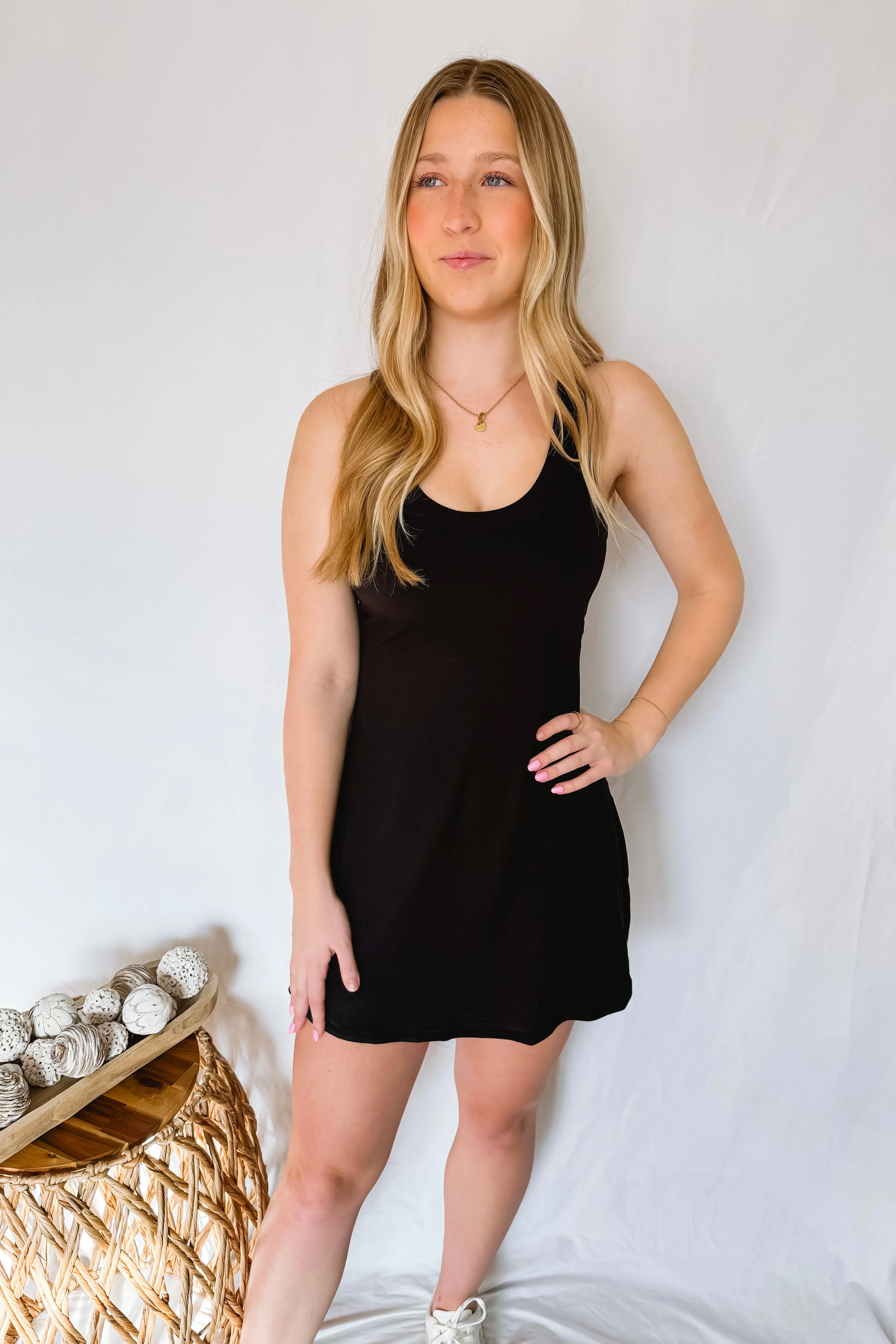 Gianna Tennis Romper Dress - Black