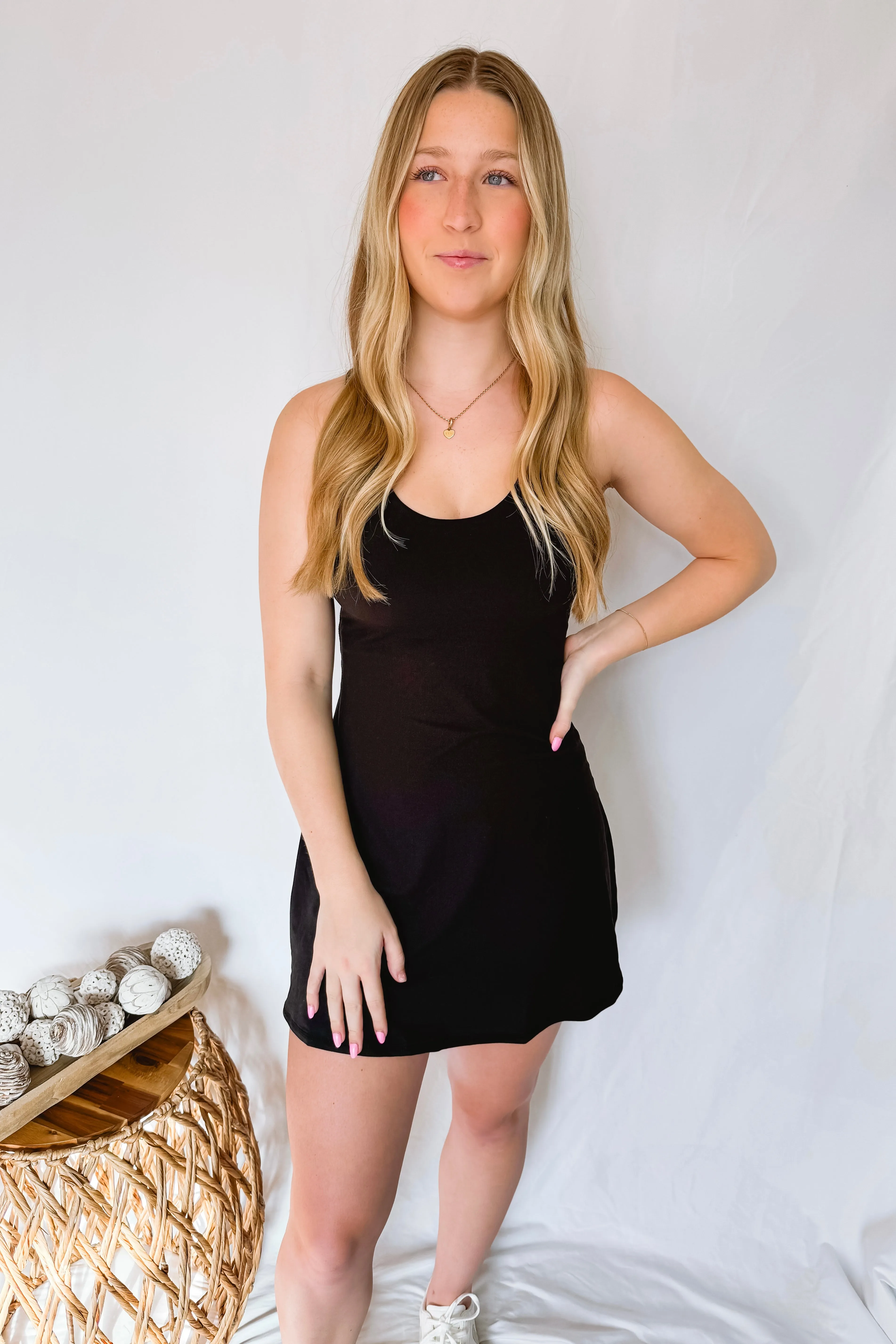 Gianna Tennis Romper Dress - Black