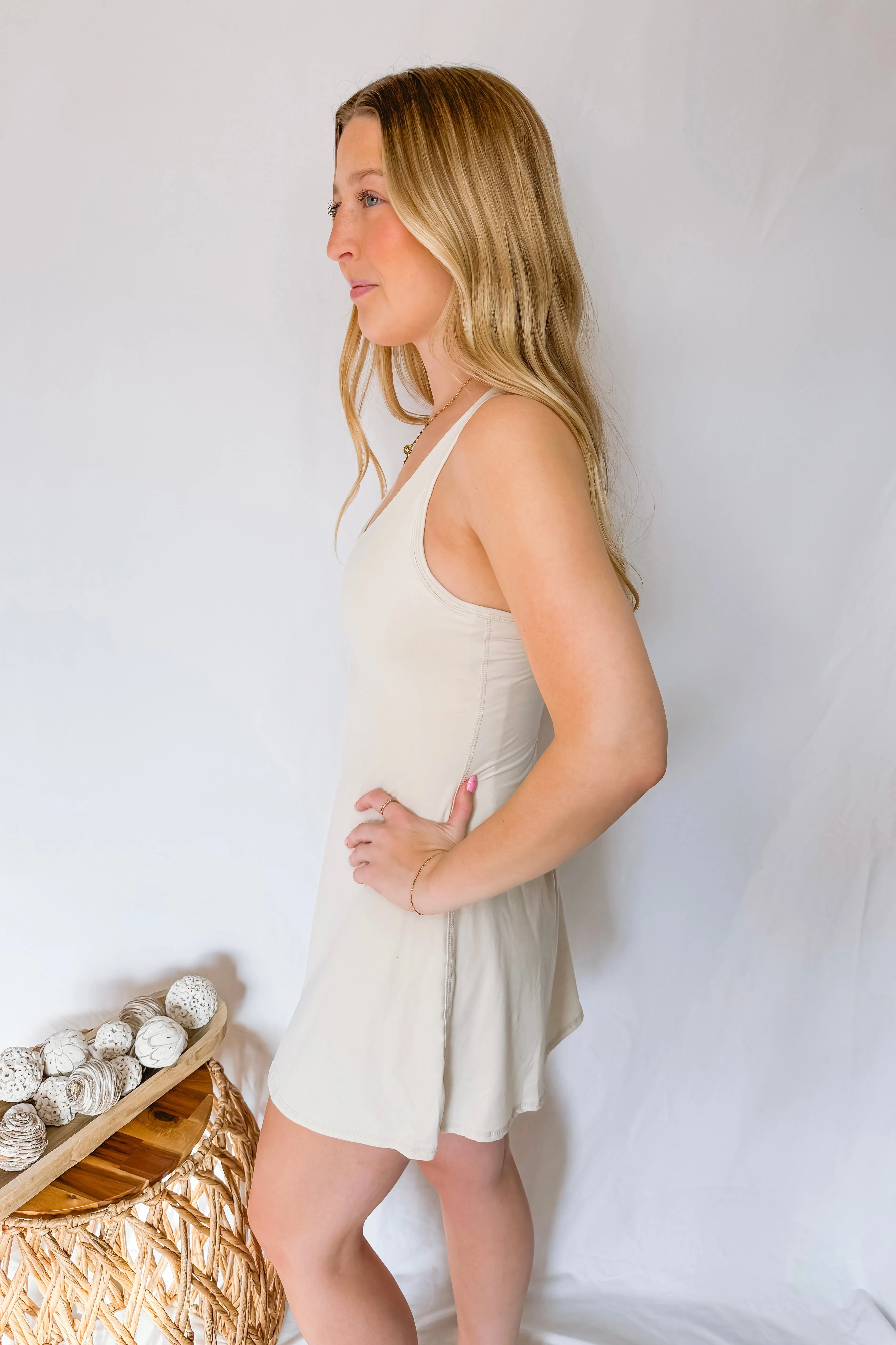 Gianna Tennis Romper Dress - Cream