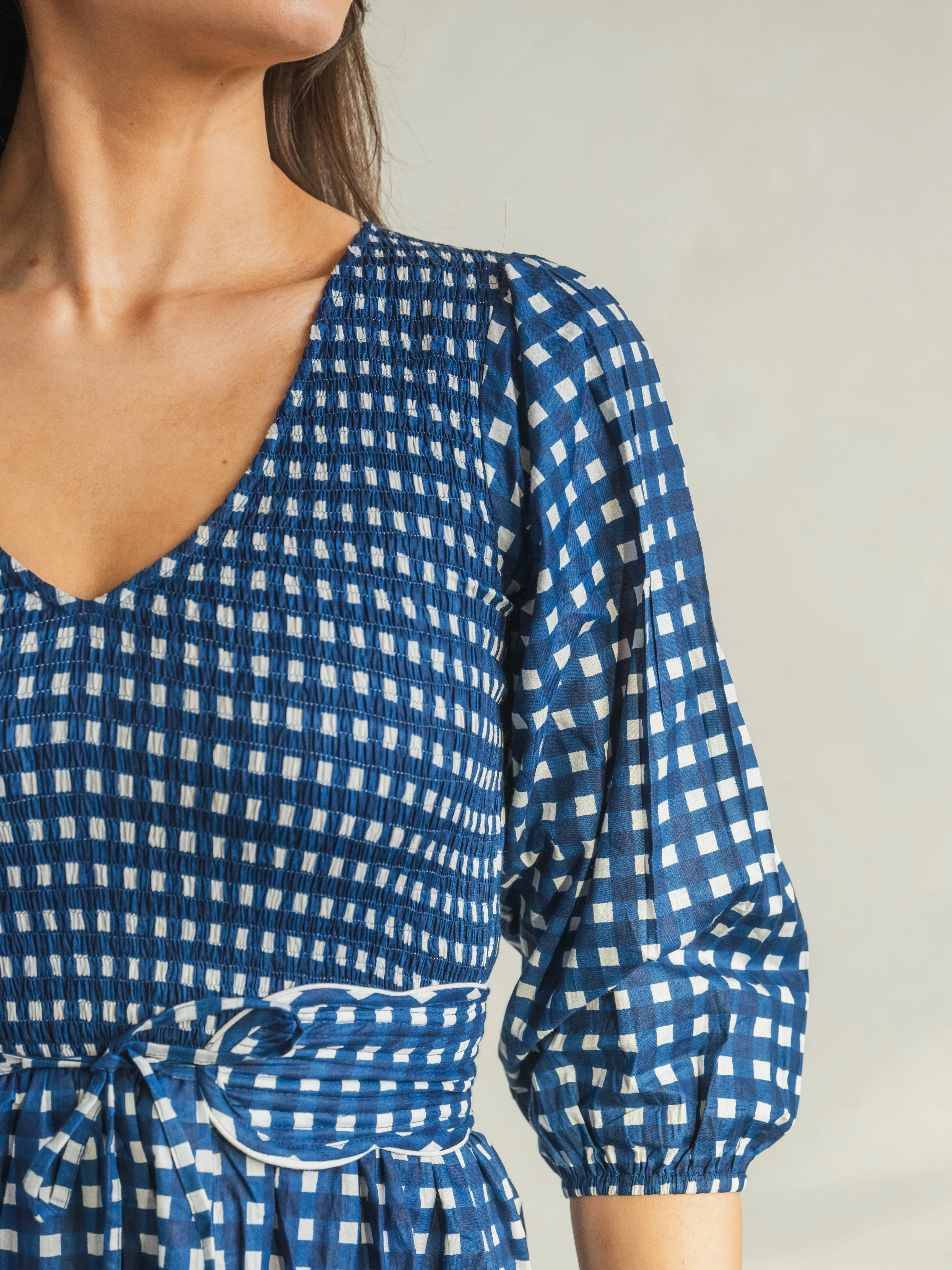 'GRACE' DRESS IN BLUE GINGHAM