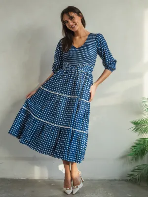 'GRACE' DRESS IN BLUE GINGHAM