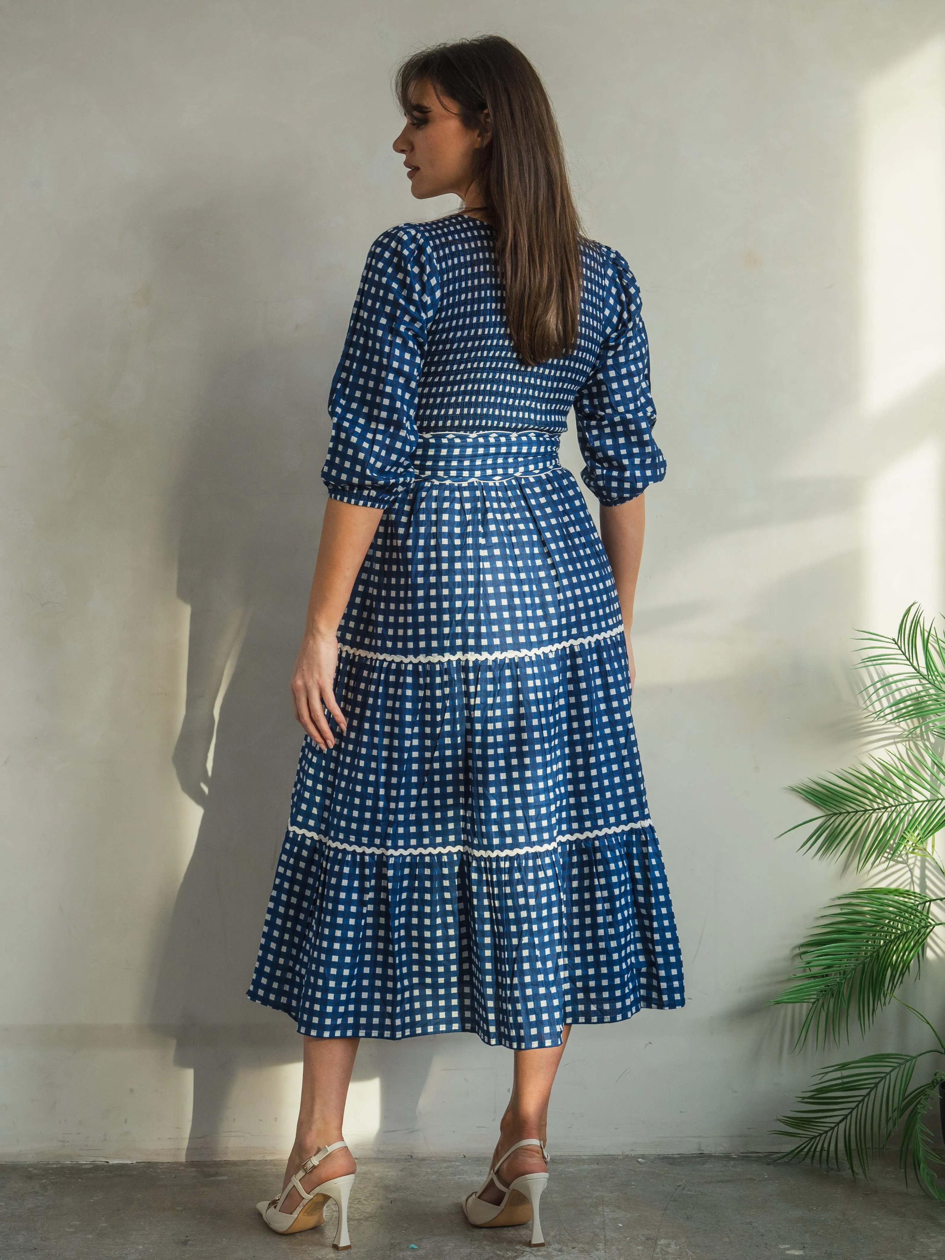 'GRACE' DRESS IN BLUE GINGHAM