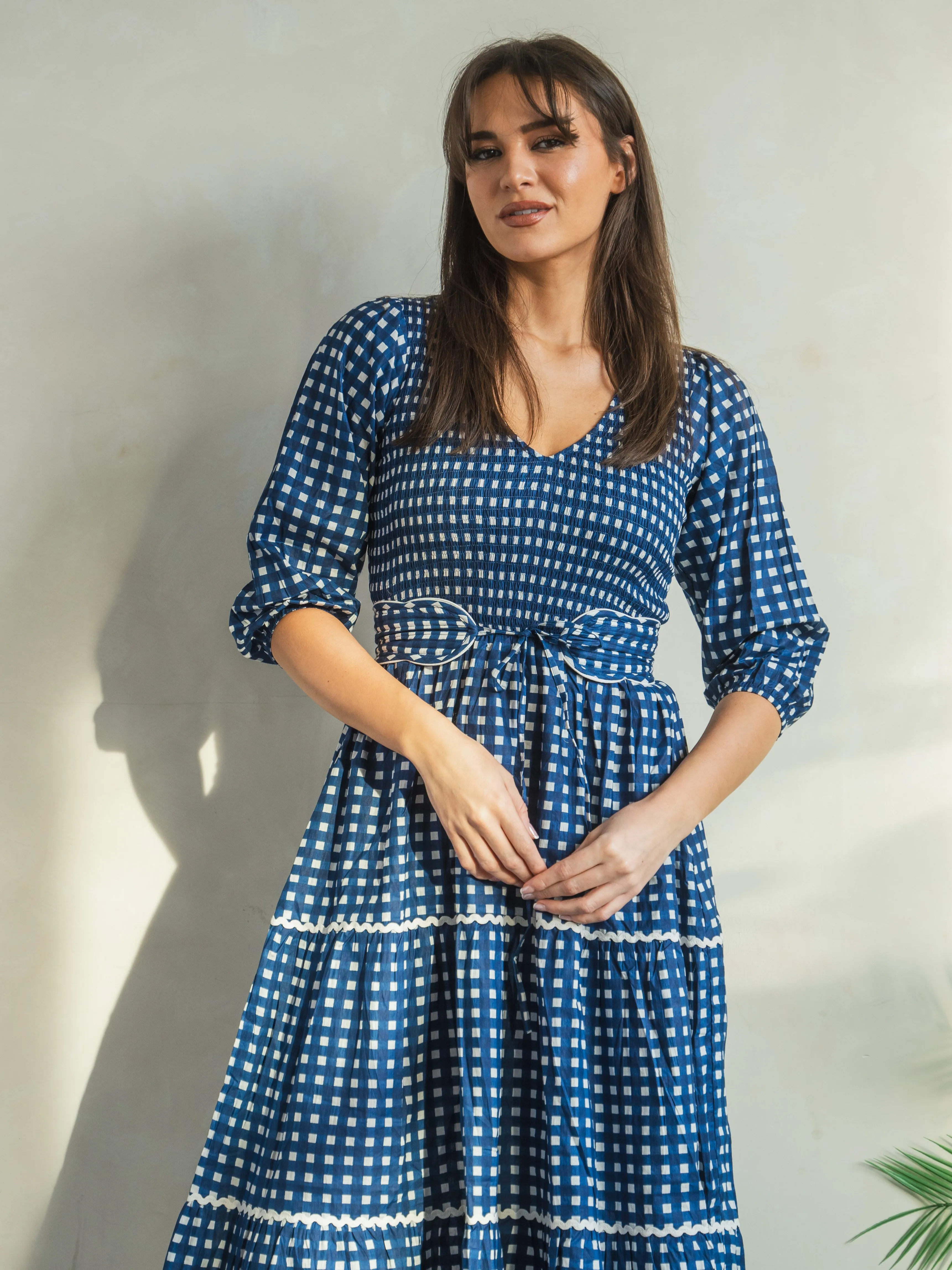 'GRACE' DRESS IN BLUE GINGHAM