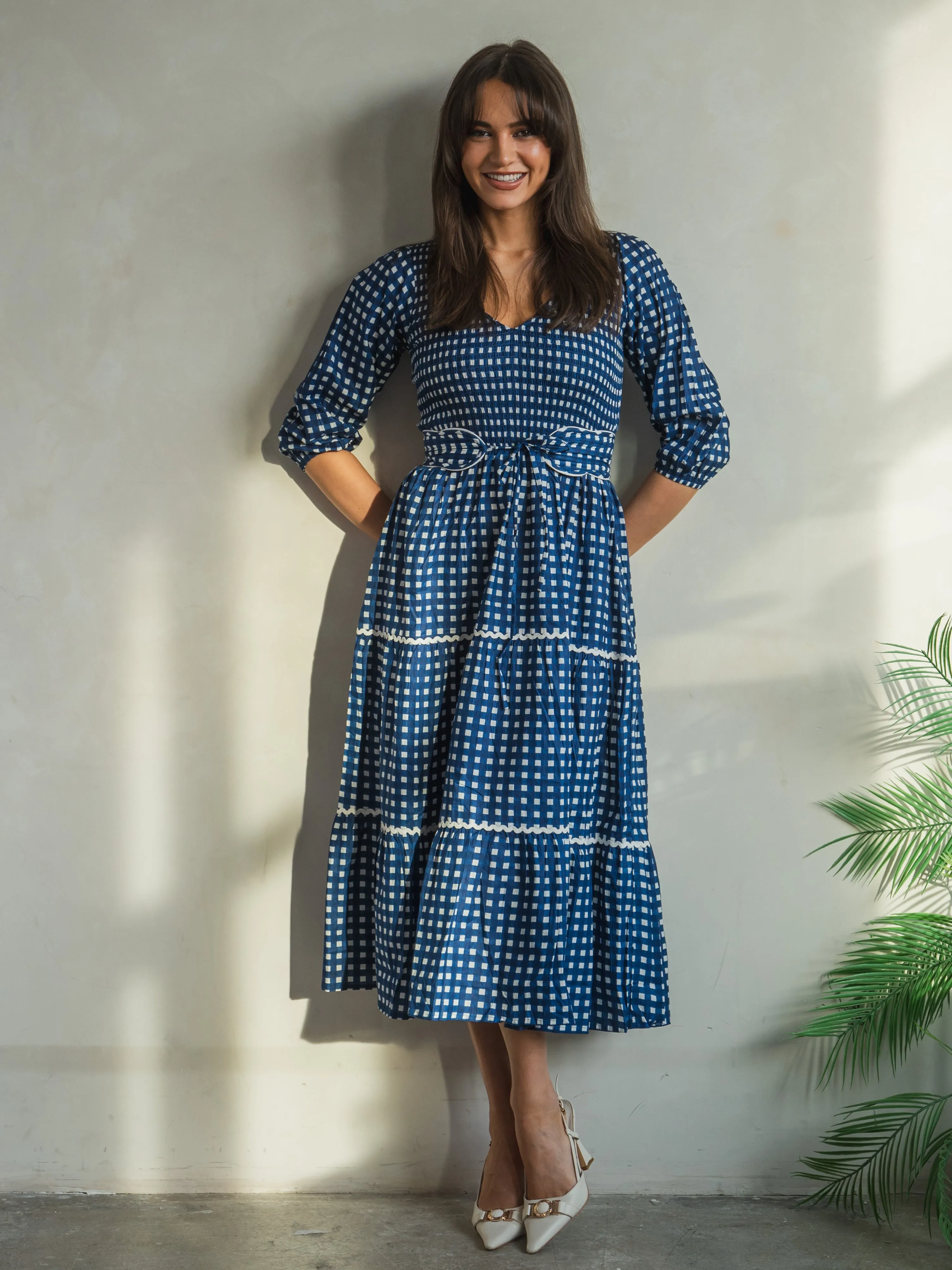 'GRACE' DRESS IN BLUE GINGHAM