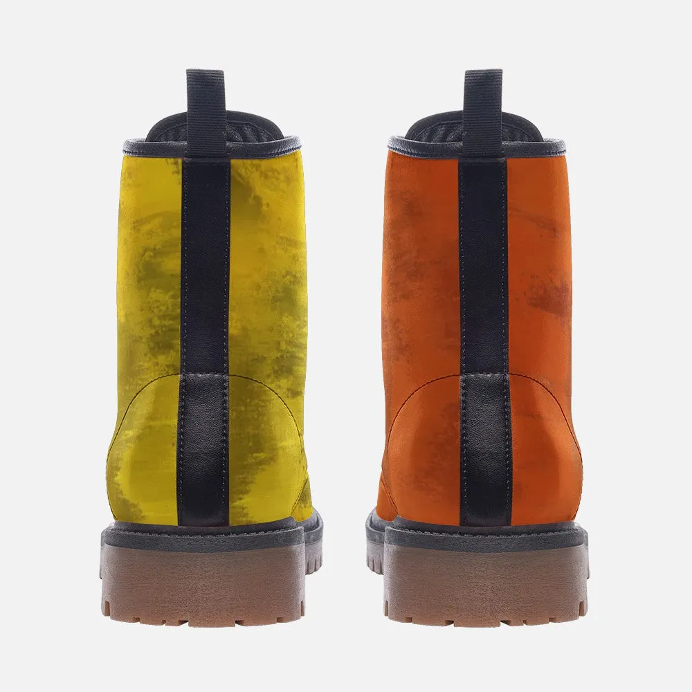Gradient Orange and Yellow Combat Boots for Women  Men