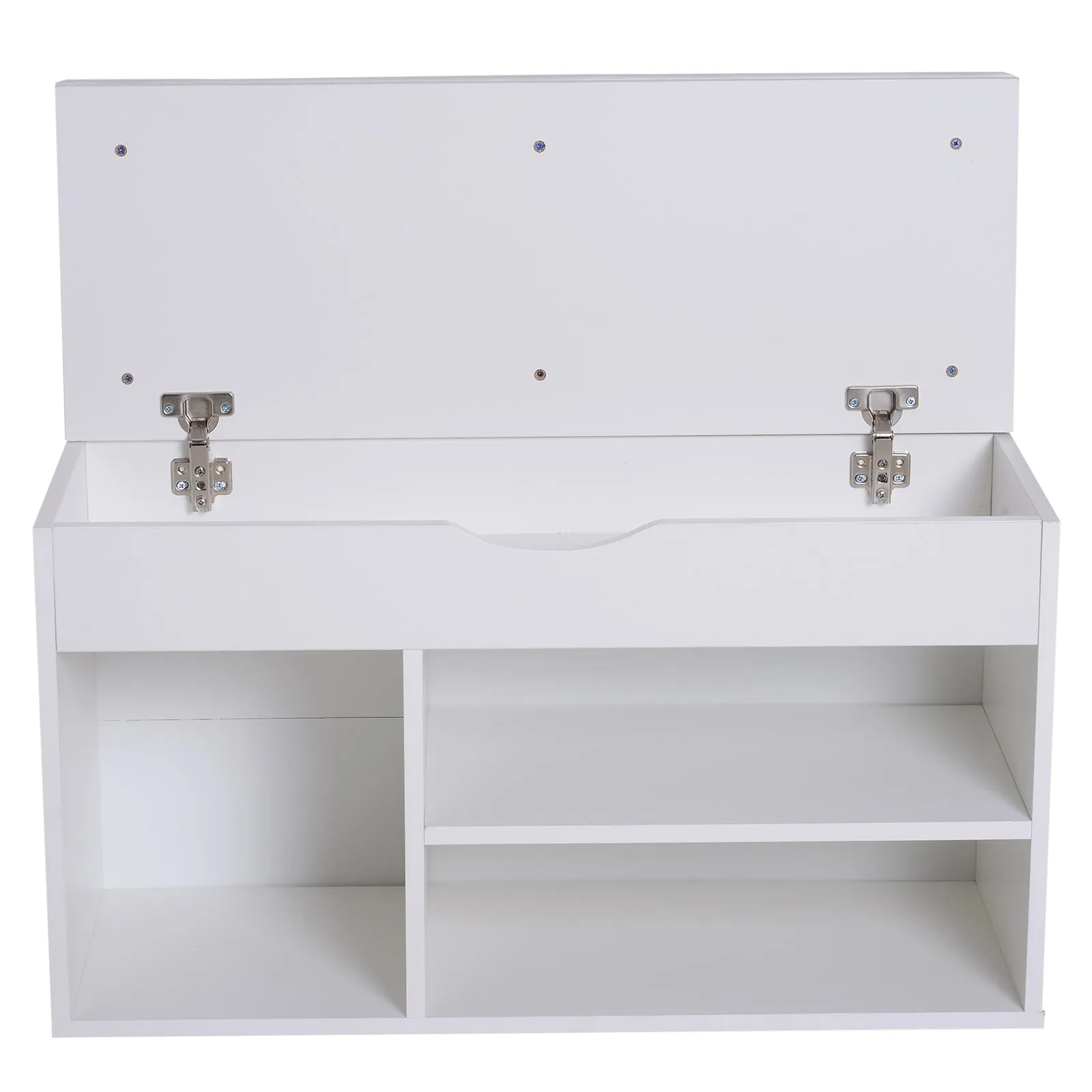 HOMCOM Wooden Shoes Cabinet Bench Hidden Storage Padded Seat Organiser Footwear Rack Hallway White 80 x 30 x 47 cm