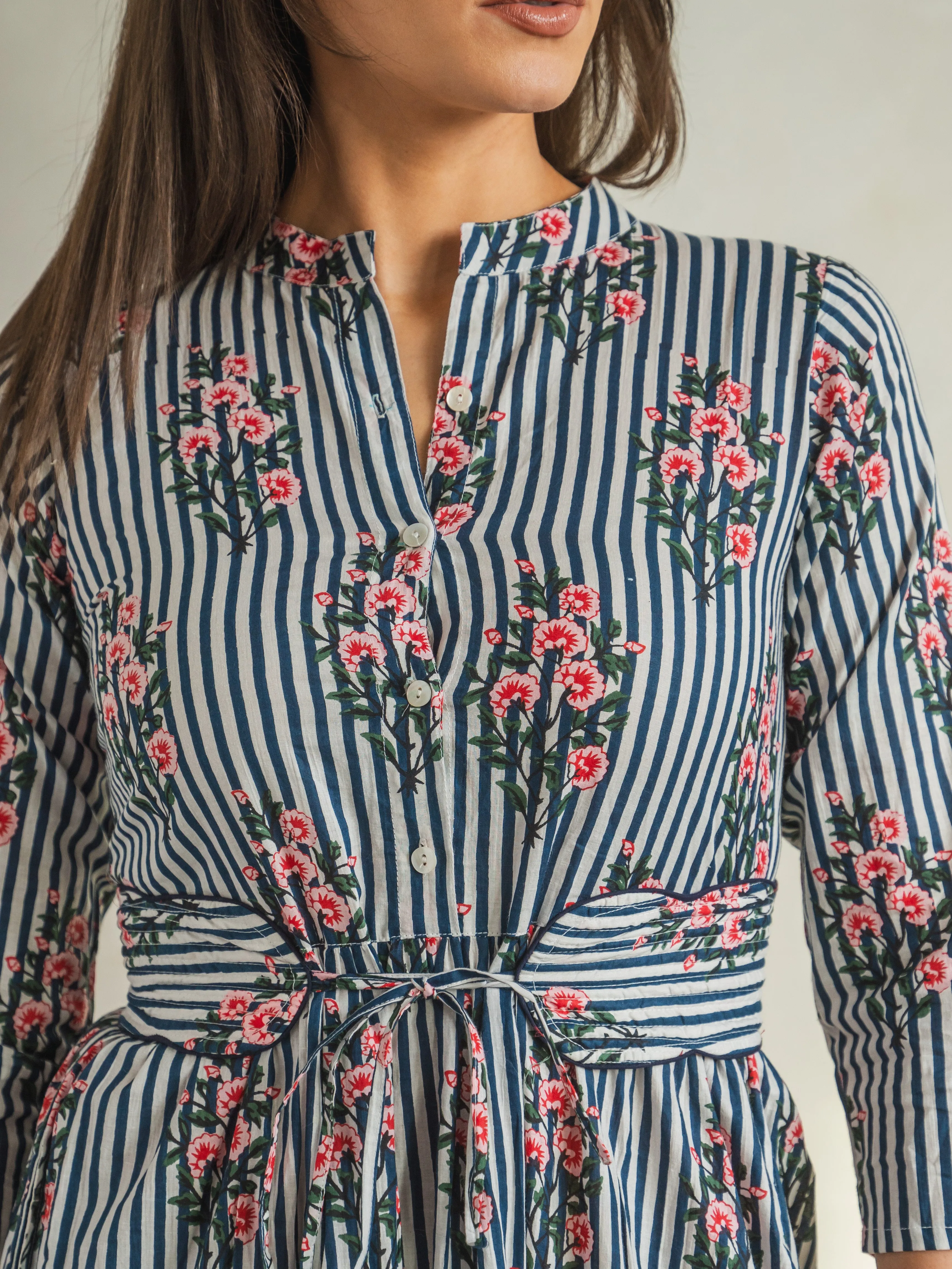 'HOPE' DRESS IN ROSEY BLUE STRIPE
