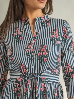 'HOPE' DRESS IN ROSEY BLUE STRIPE