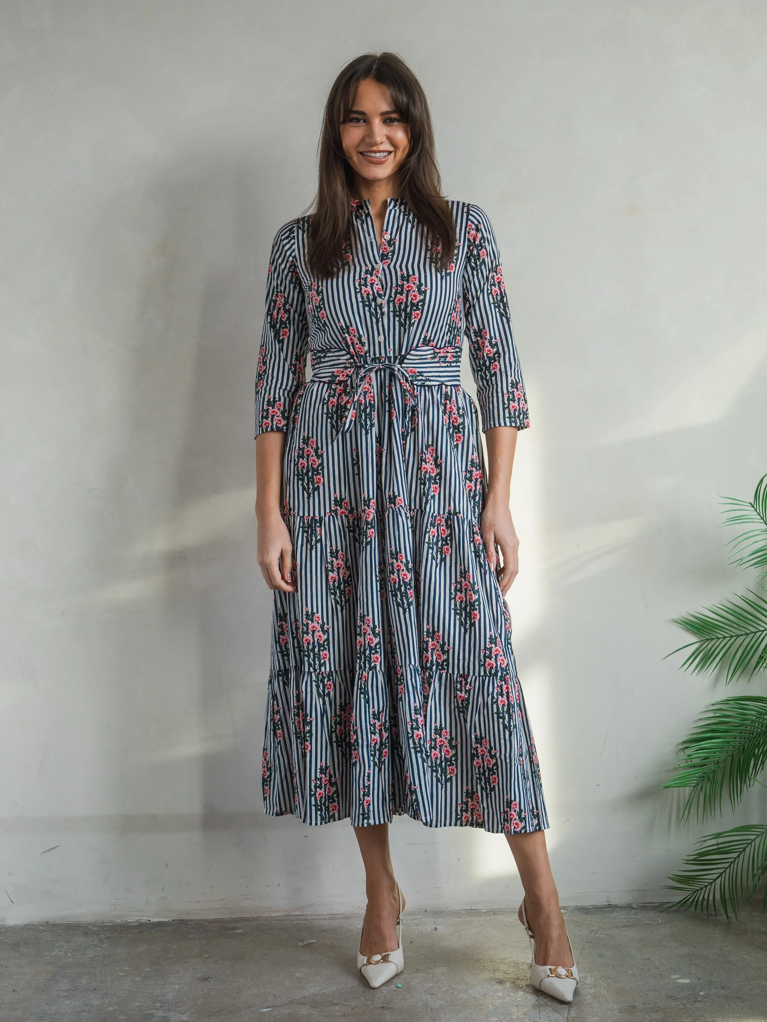 'HOPE' DRESS IN ROSEY BLUE STRIPE