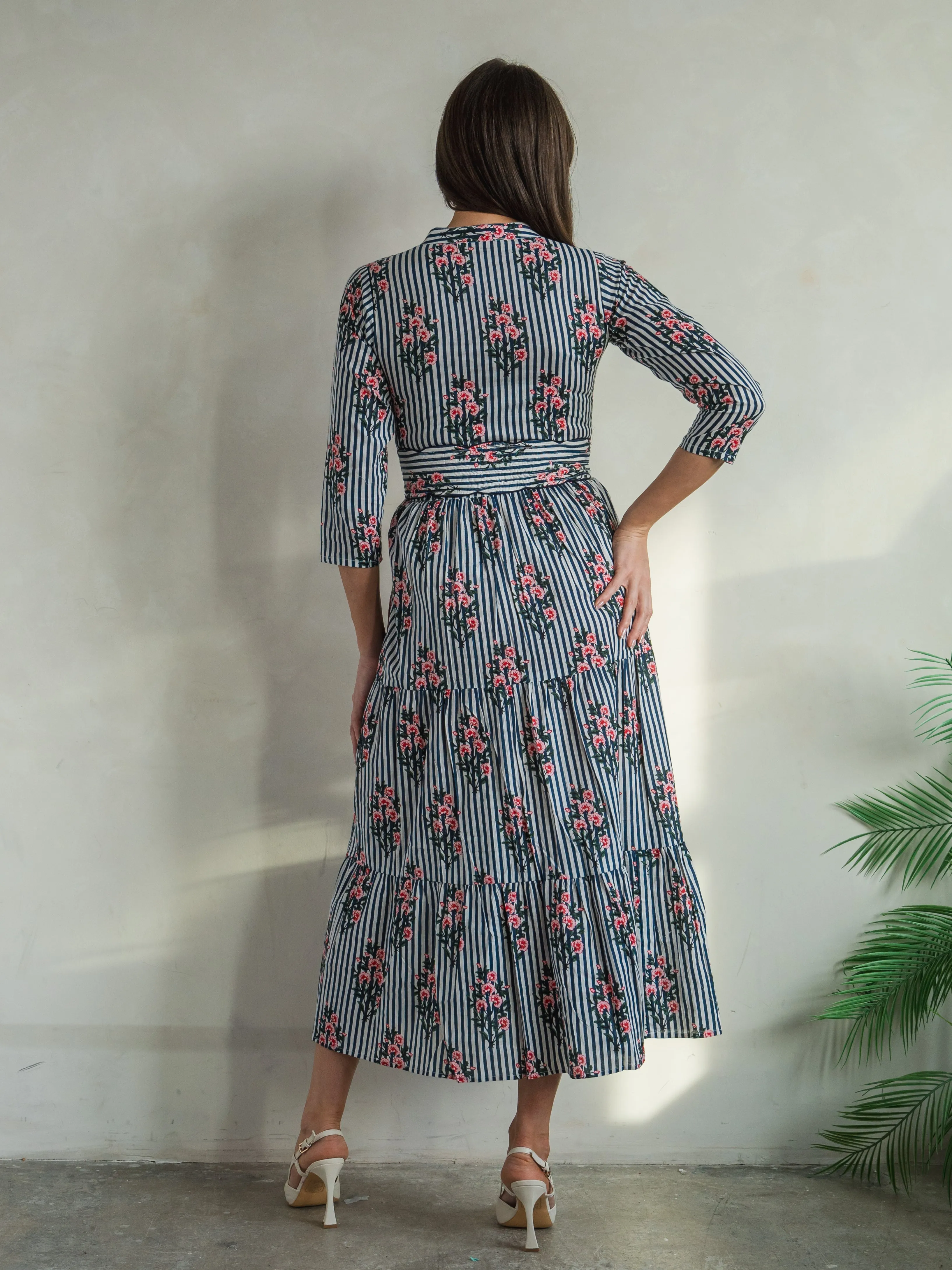 'HOPE' DRESS IN ROSEY BLUE STRIPE