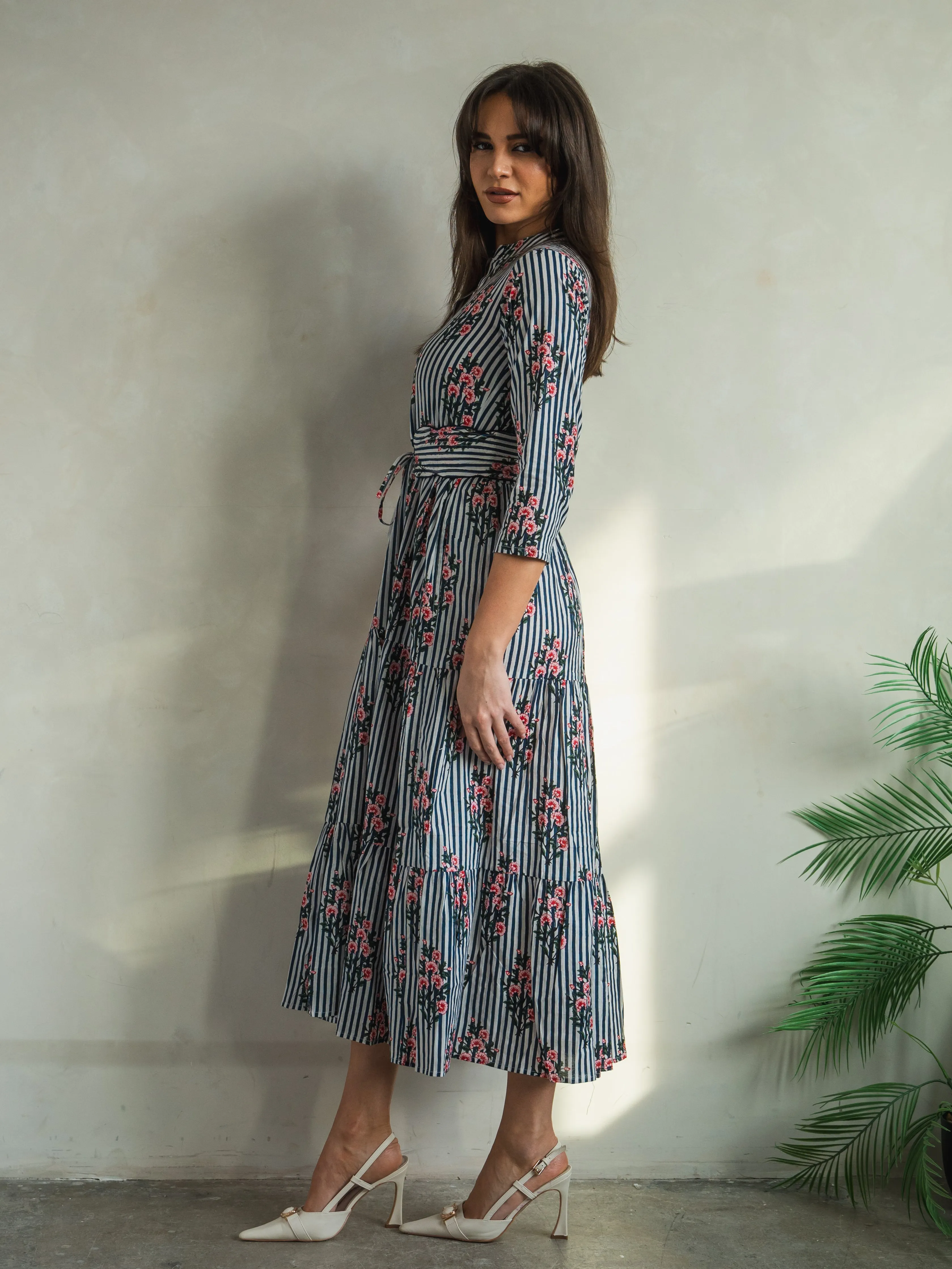 'HOPE' DRESS IN ROSEY BLUE STRIPE