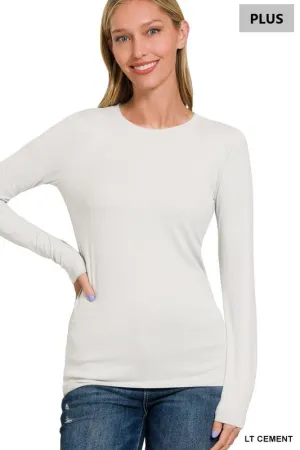 Light Cement Plus Microfiber Long Sleeve Top