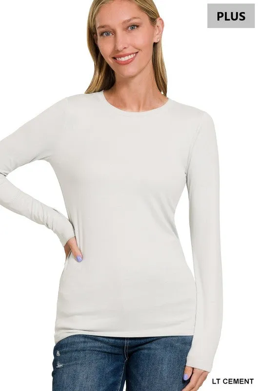 Light Cement Plus Microfiber Long Sleeve Top