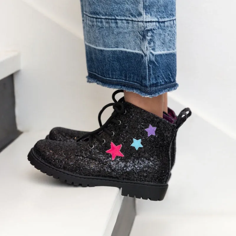 Miss Christie Boot in Black Glitter - Kids from Yosi Samra