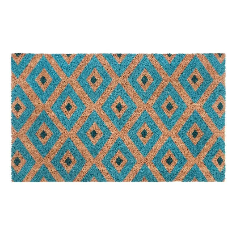 Natural Coir Doormat Blue Kimberley Diamond