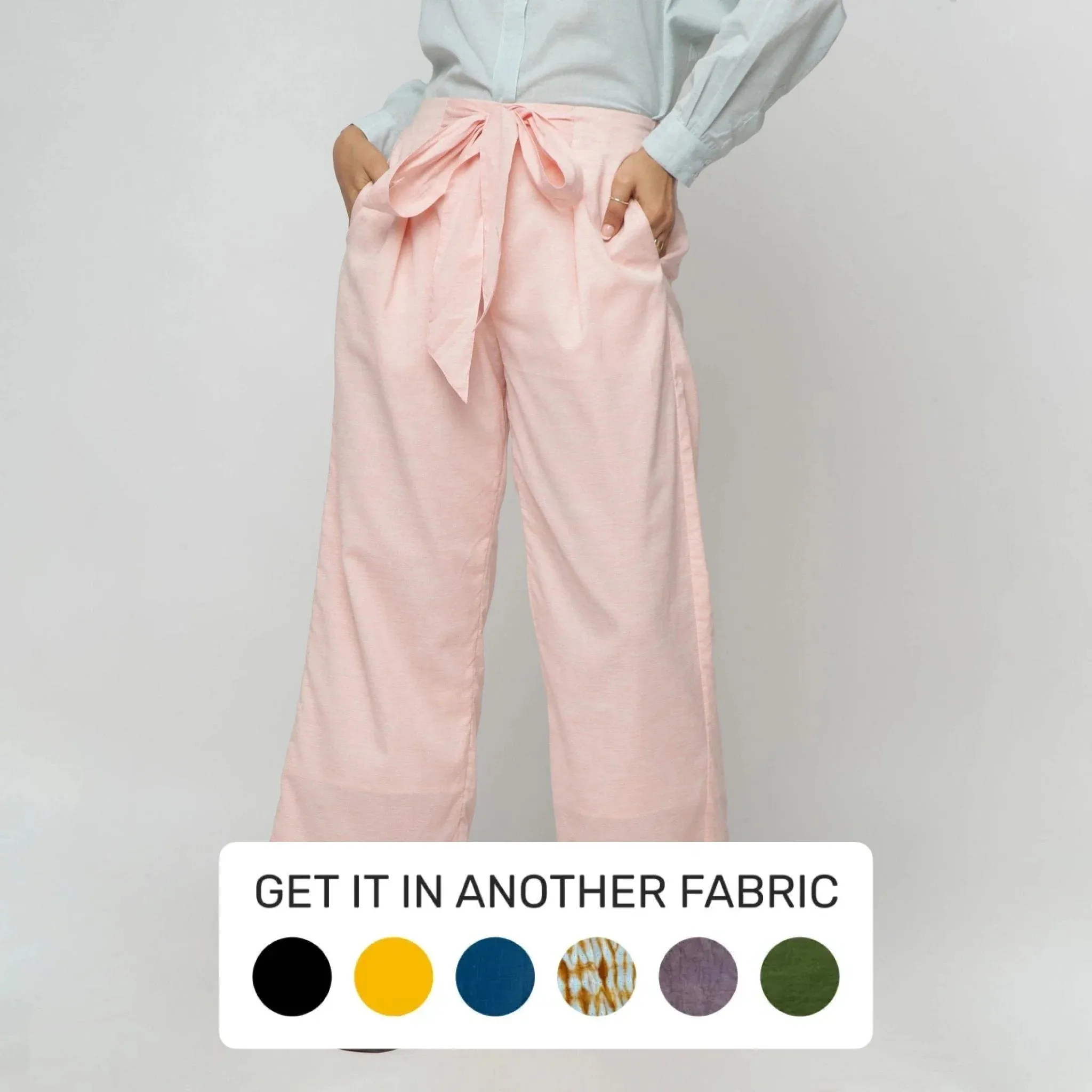 Peach Mid-Rise Yarn Dyed Cotton Flared Pant