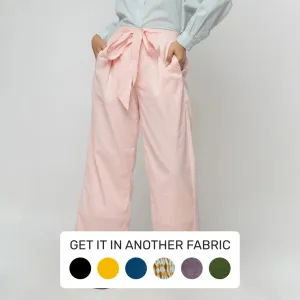 Peach Mid-Rise Yarn Dyed Cotton Flared Pant