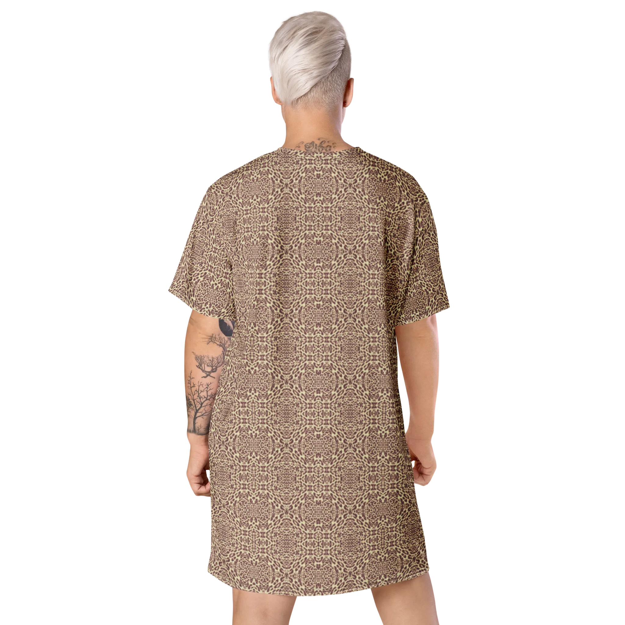 Recursia Contemplative Jaguar T-Shirt Dress In Pink