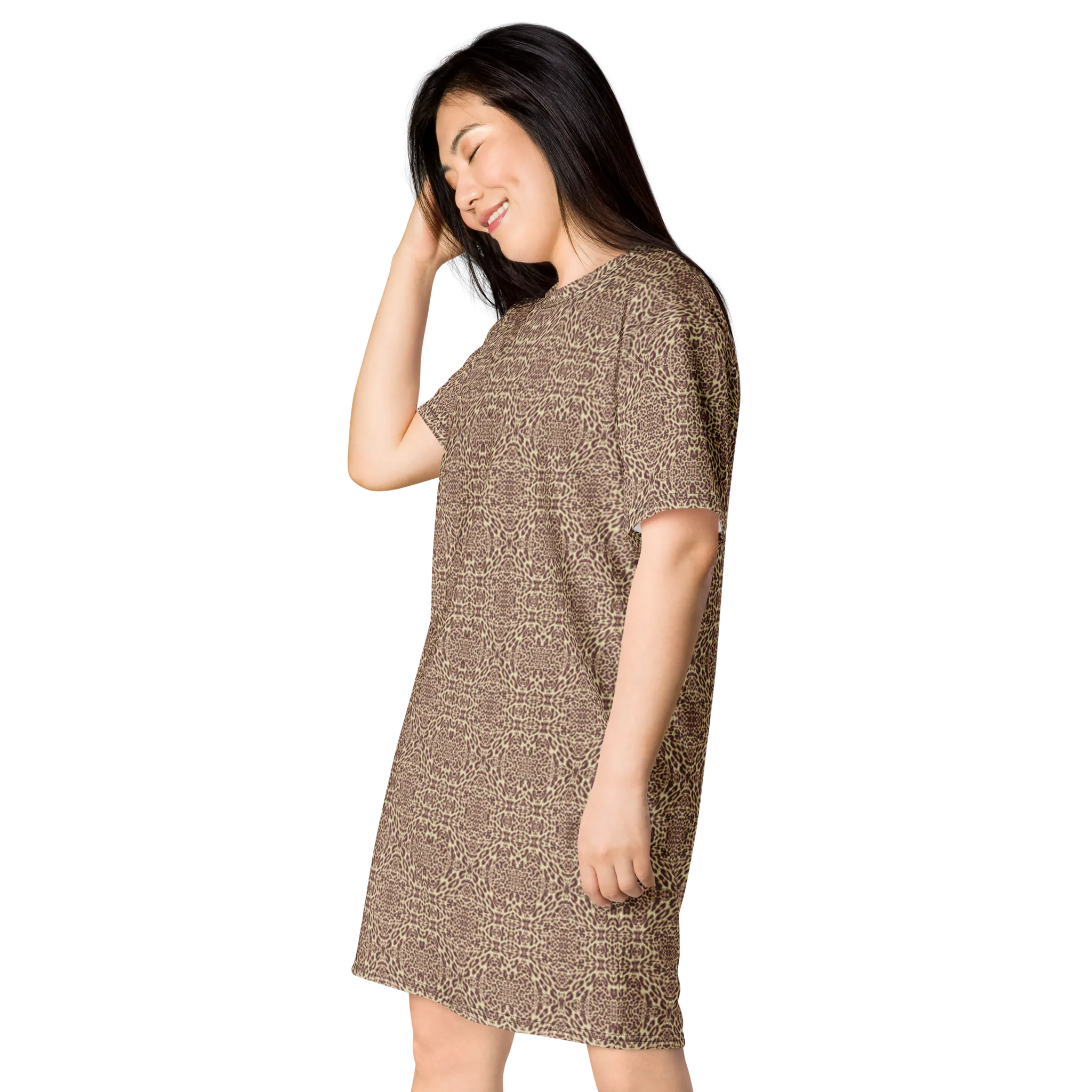 Recursia Contemplative Jaguar T-Shirt Dress In Pink