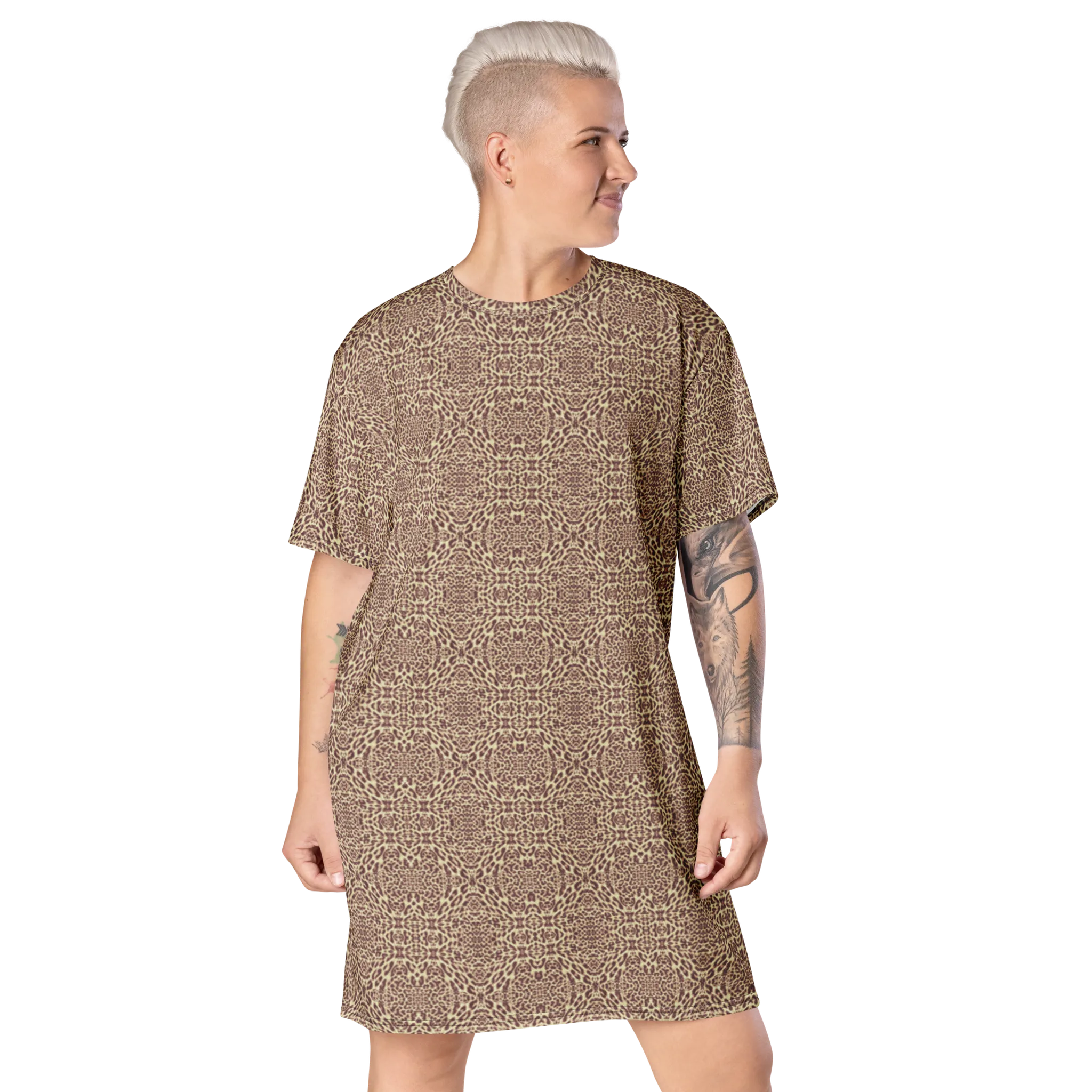 Recursia Contemplative Jaguar T-Shirt Dress In Pink