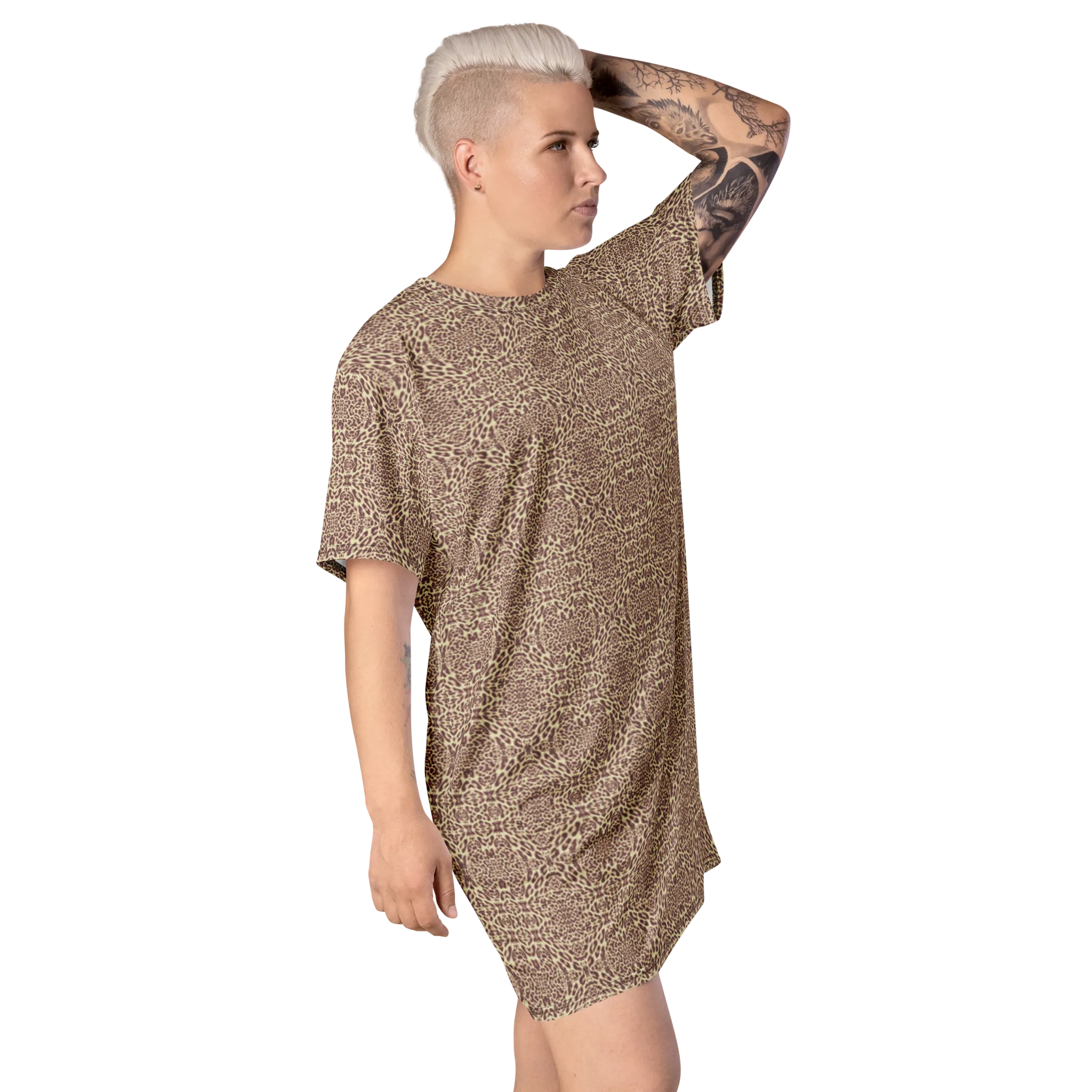 Recursia Contemplative Jaguar T-Shirt Dress In Pink