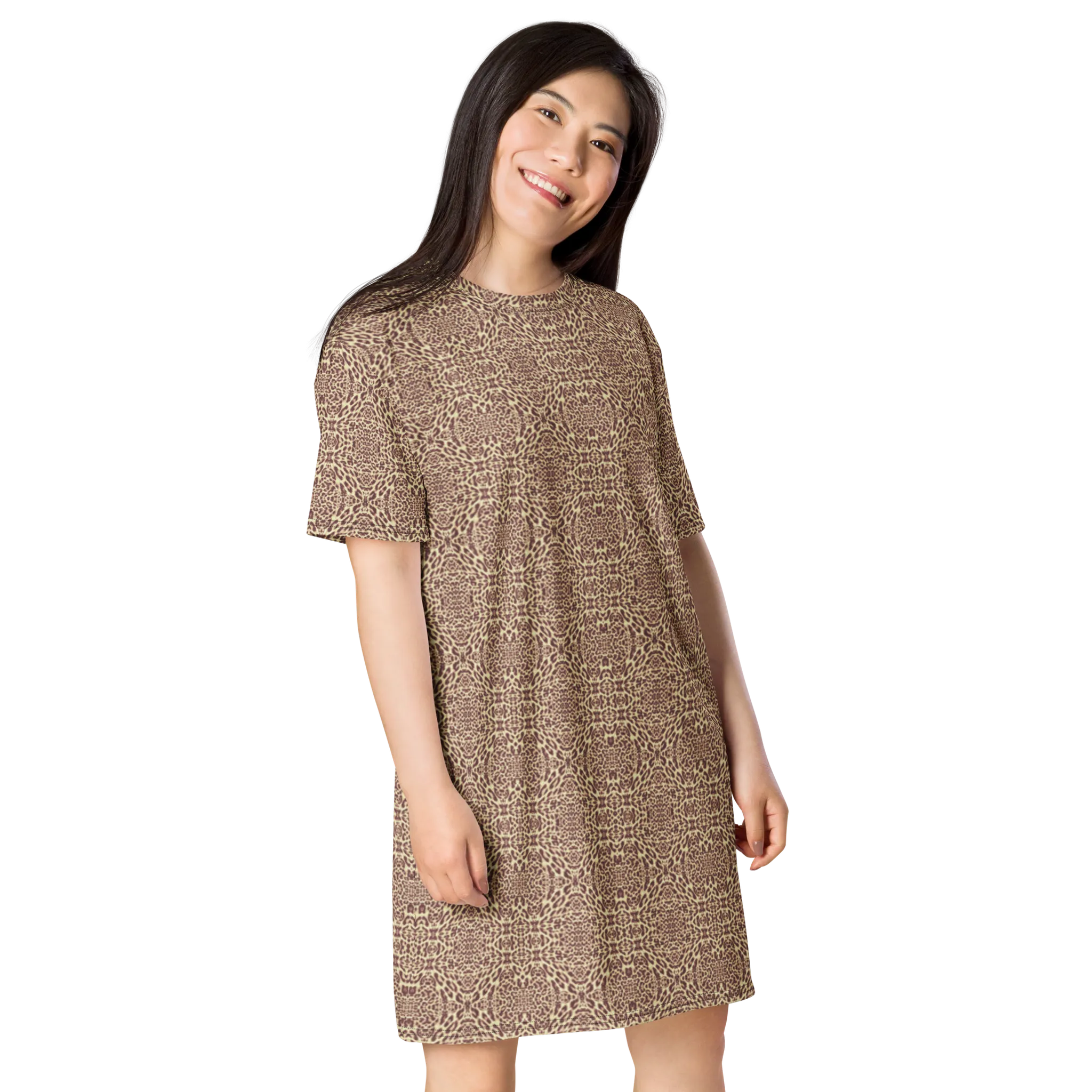 Recursia Contemplative Jaguar T-Shirt Dress In Pink