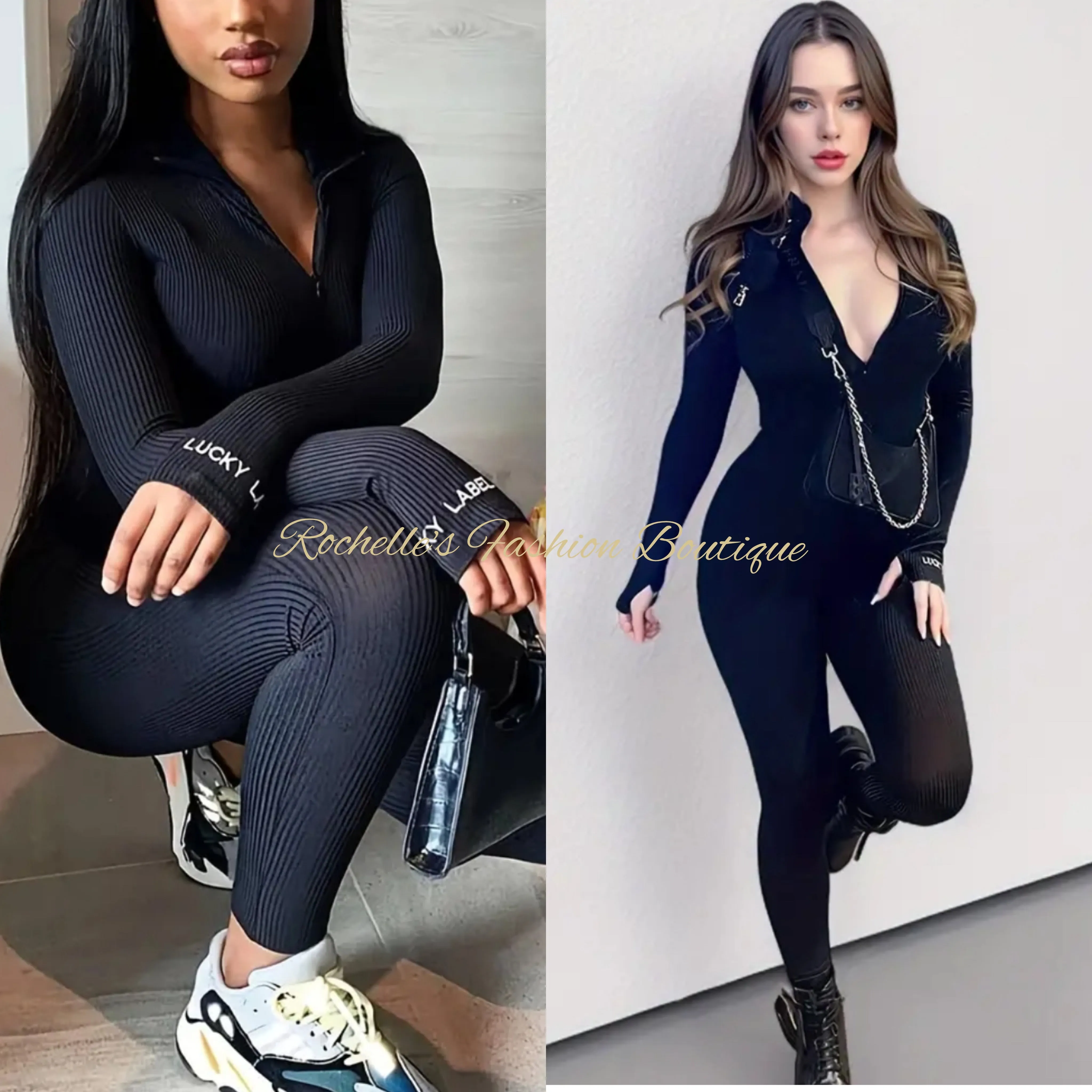 Red Turtleneck Zipper Jumpsuit