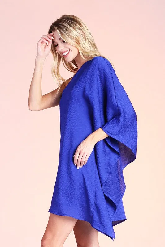 Satin One Shoulder Dress (Pick Color)