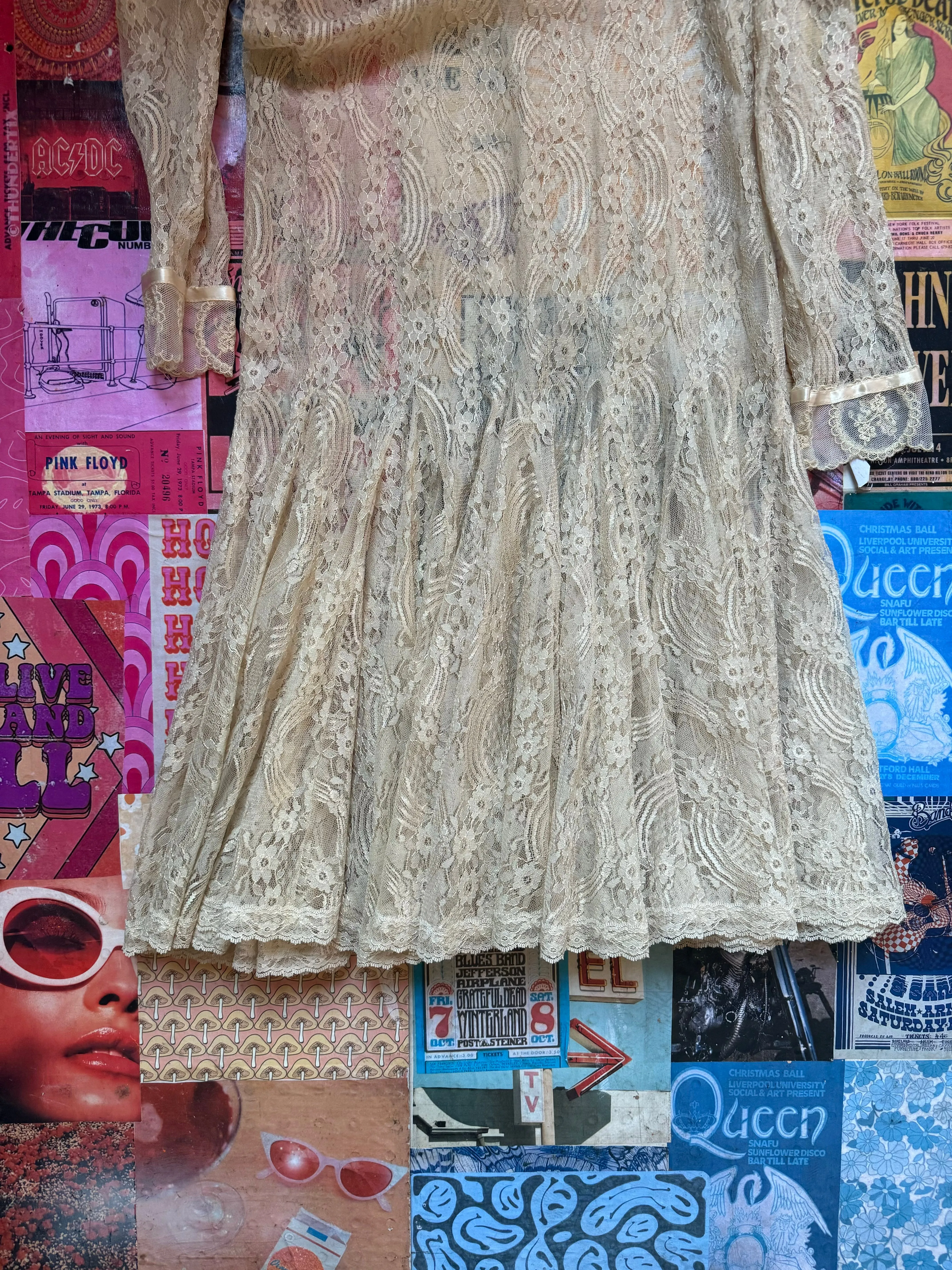 Sheer Floral Lace Midi Dress