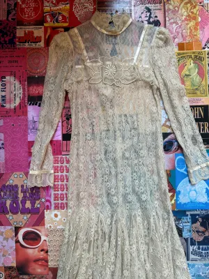 Sheer Floral Lace Midi Dress