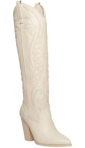 Steve Madden Cream Western Boots, New Without Box, Minor Imperfections Size 6