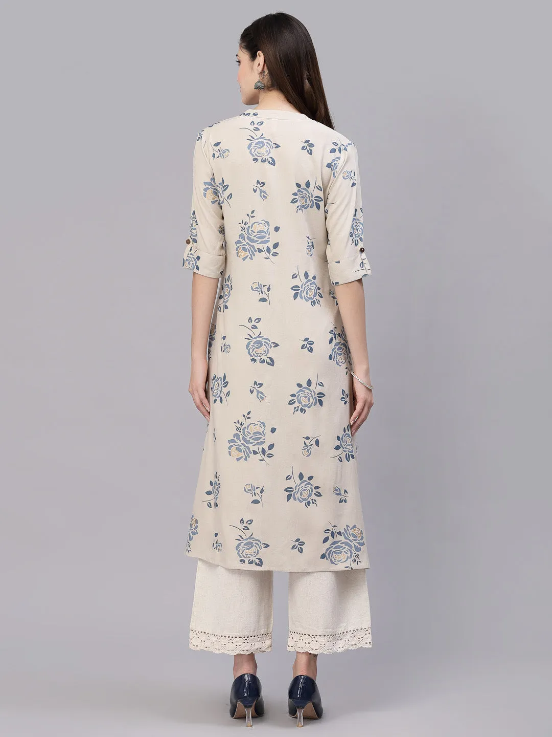 Stylum Women's Floral Printed A-Line Kurta (JIOGREY)