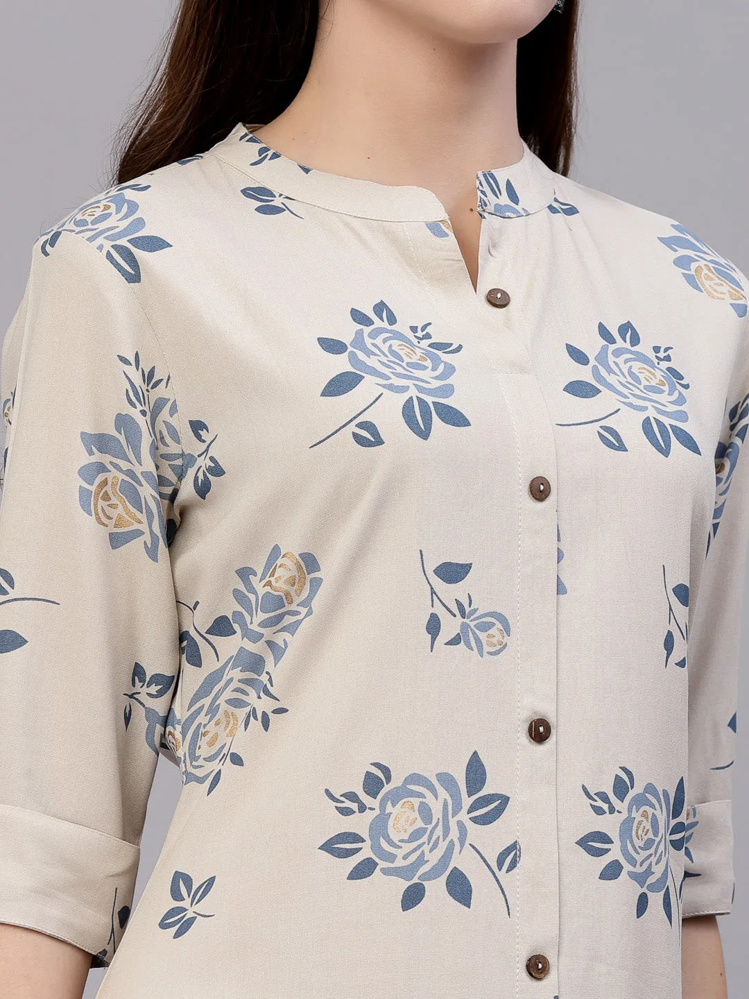Stylum Women's Floral Printed A-Line Kurta (JIOGREY)