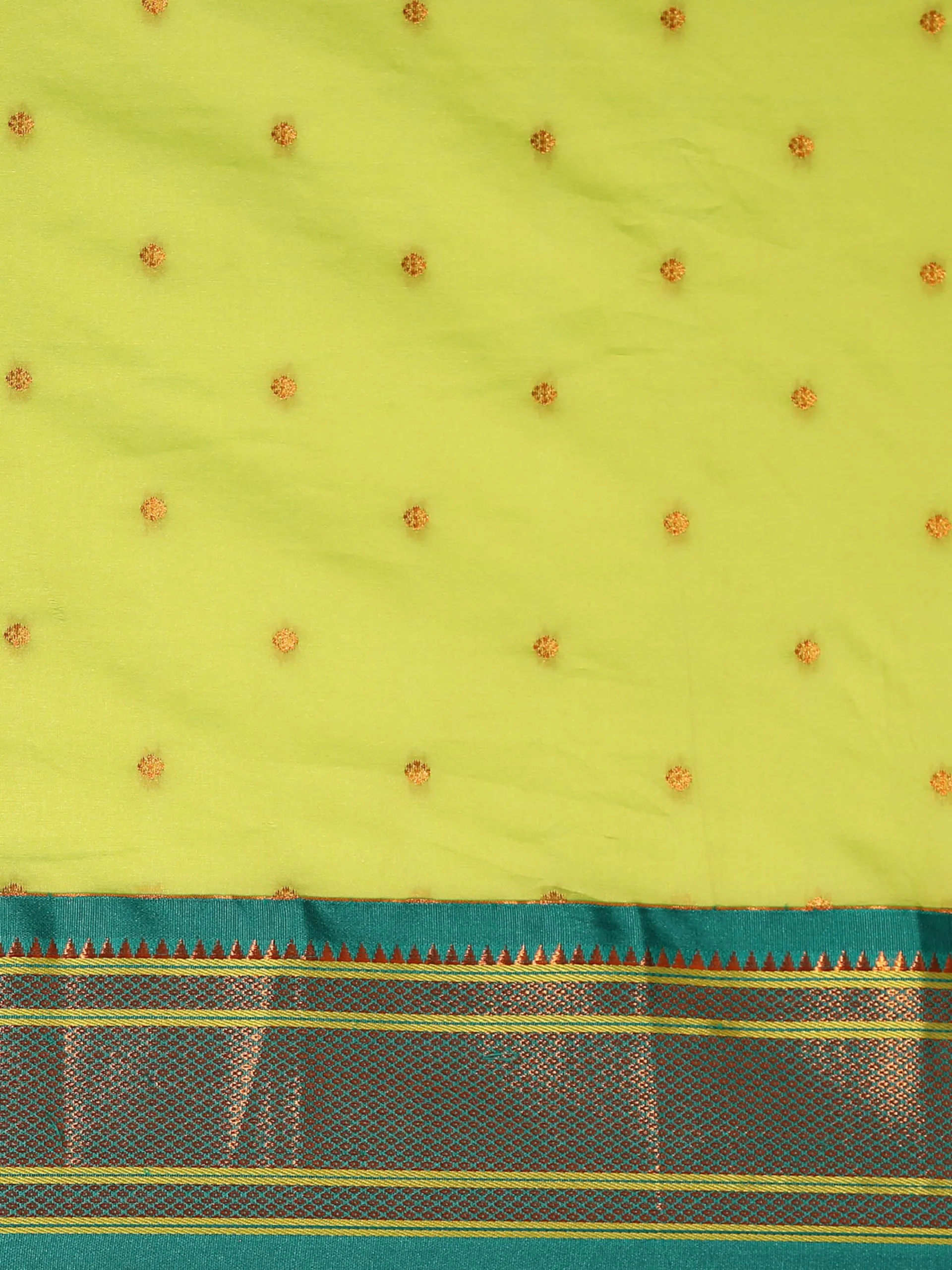 Varkala Silk Sarees Women's Kadiyal Soft Silk Maharani Paithani Saree With Blouse Piece (V241A316-COPR_Parrot Green & Rama)