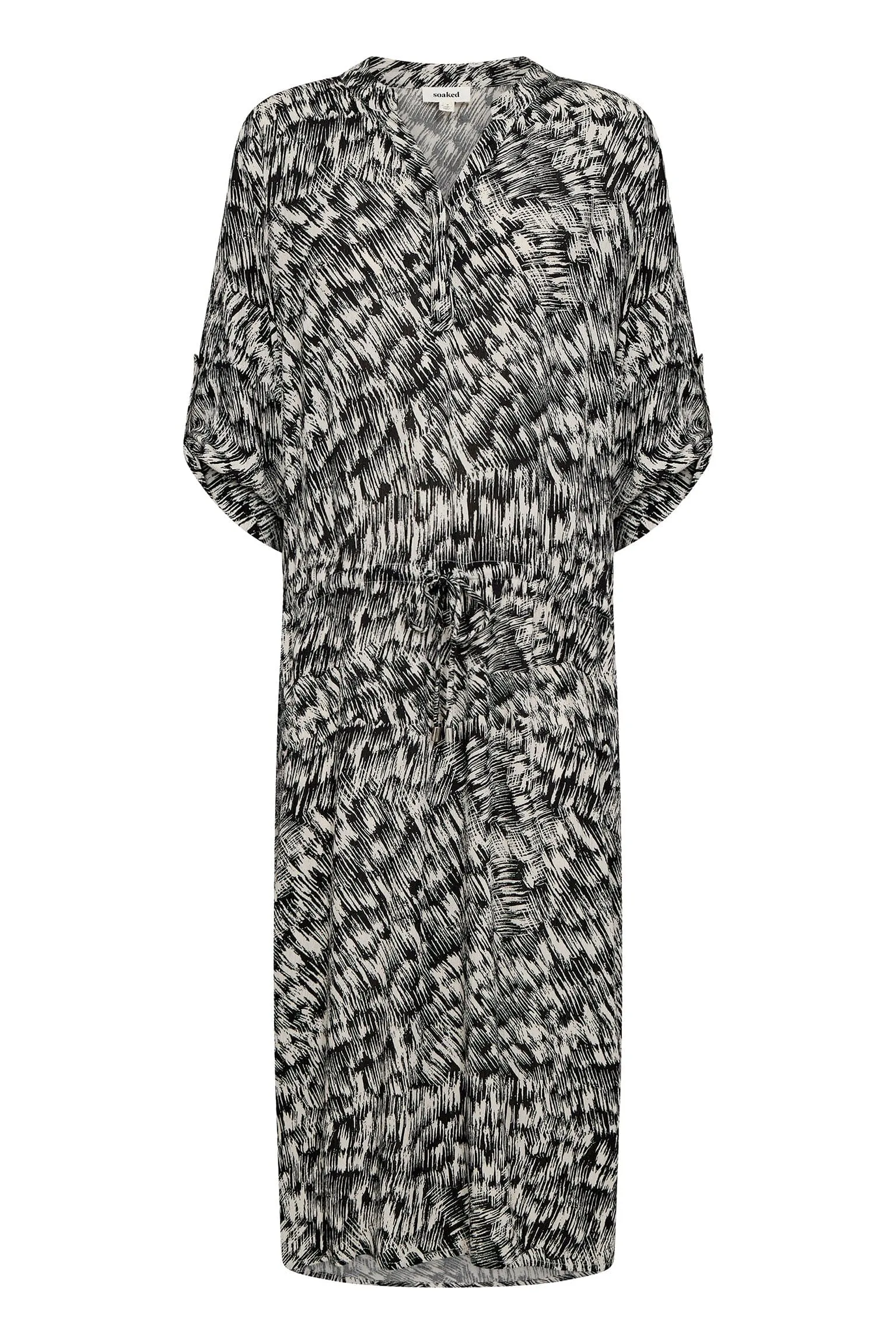 Zaya Printed Midi Dress - Black Stroke Print